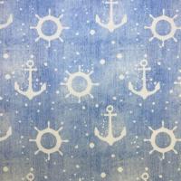 Sommersweat Anker Steuerrad Jeansoptik hellblau